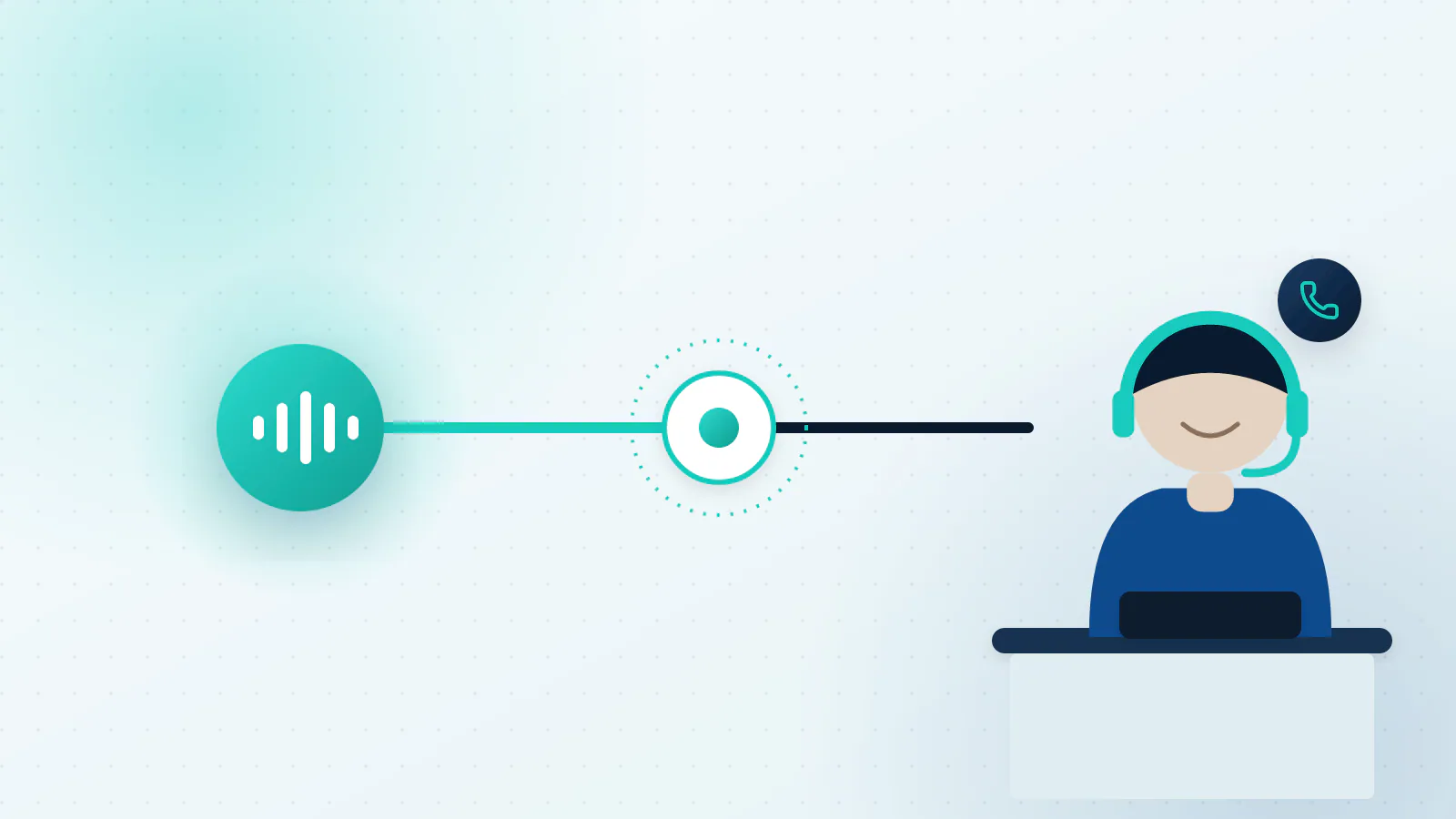 A call being passed from an AI voice agent to a person