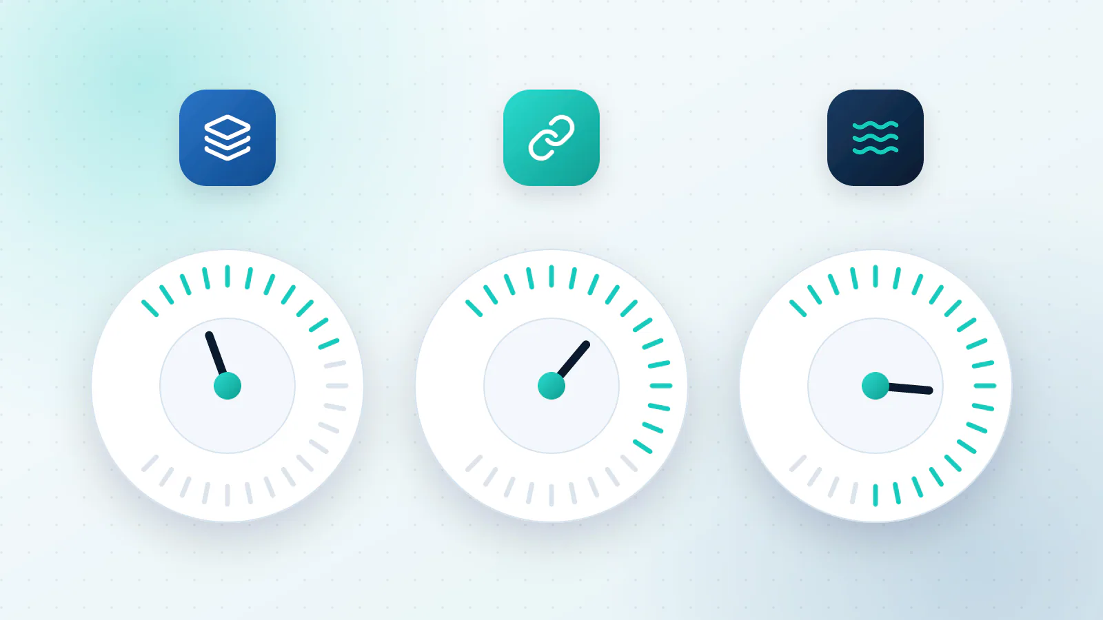Steps, tools and volume shown as three dials that set the price