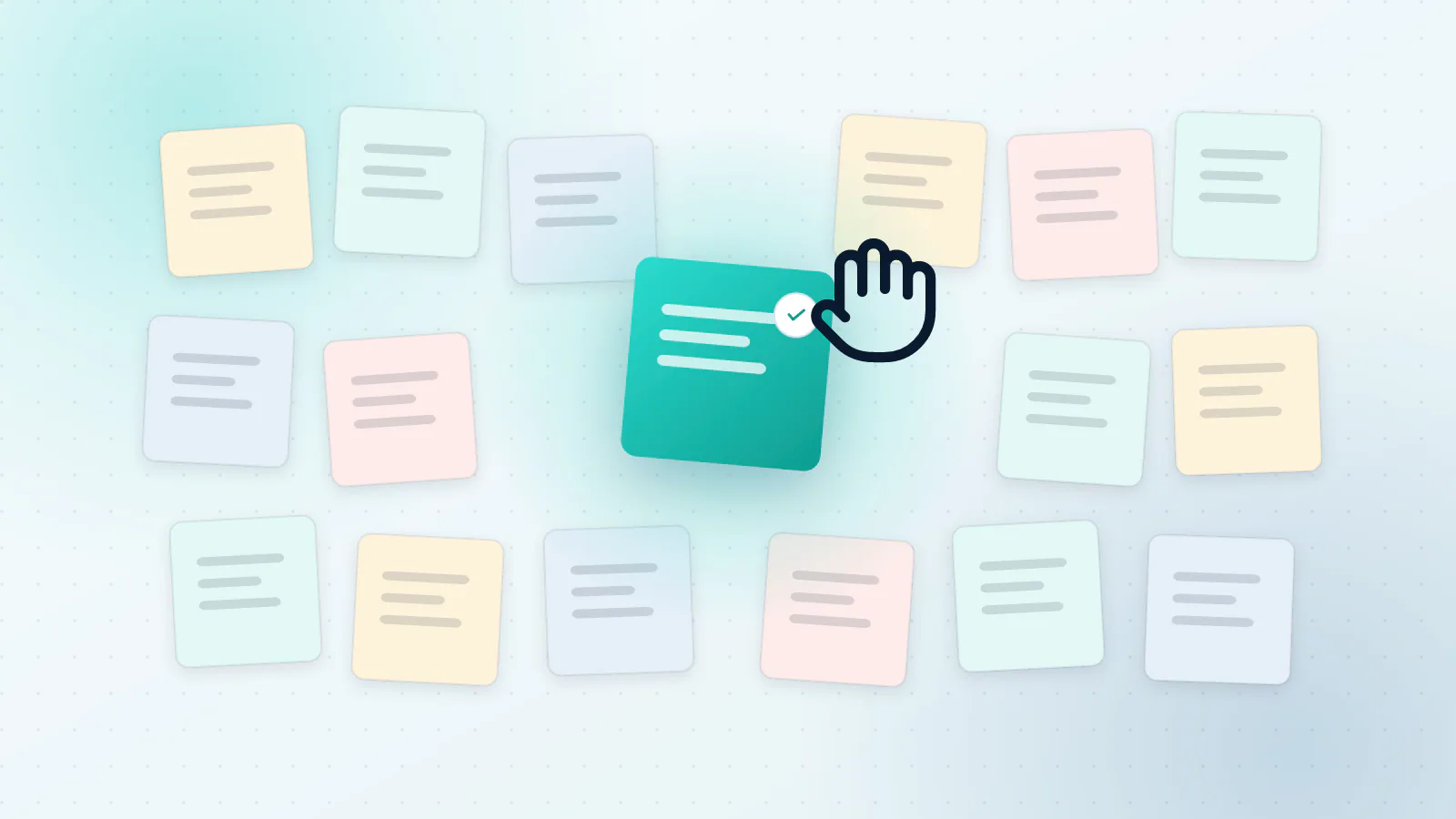 A shortlist of tasks on sticky notes with one being picked