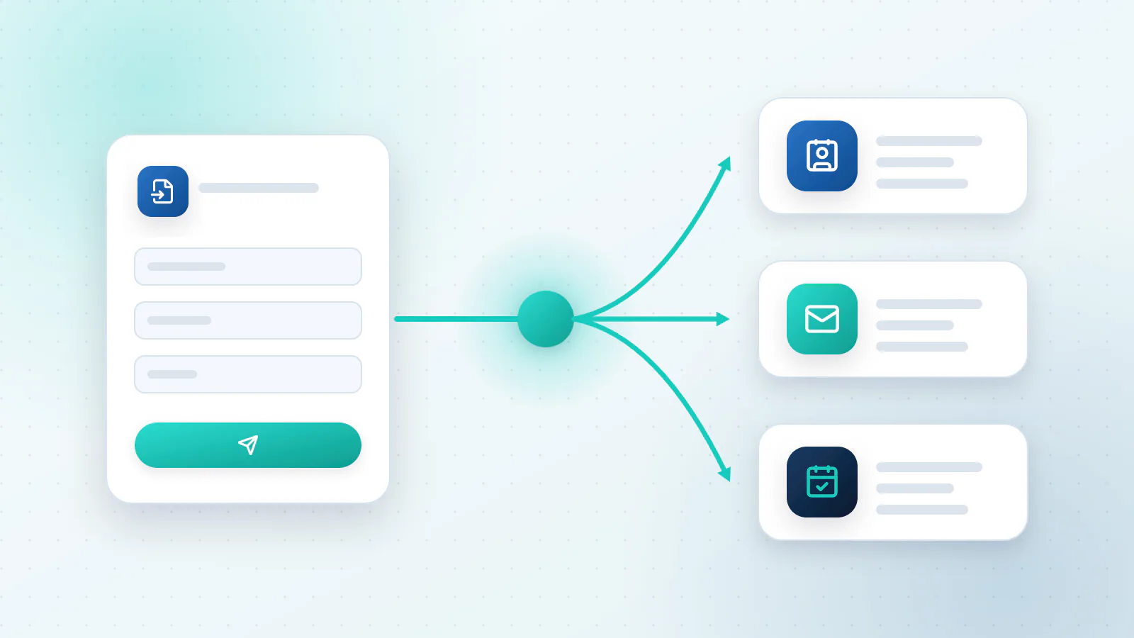 A website lead flowing into the CRM, an email reply and a calendar booking